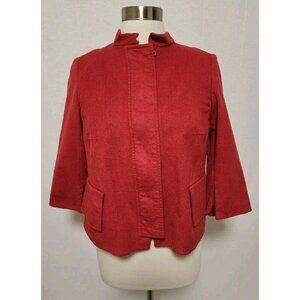 Akris Punto Womens Red Orange Wool Crop Jacket Size 12